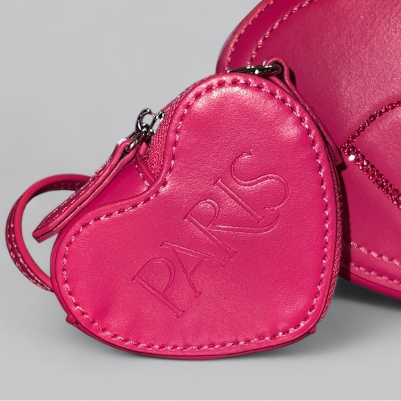 Paris Hilton Heart Luv Double Heart Crossbody Purse, Small Zipper Bag, NEW - Picture 2 of 4